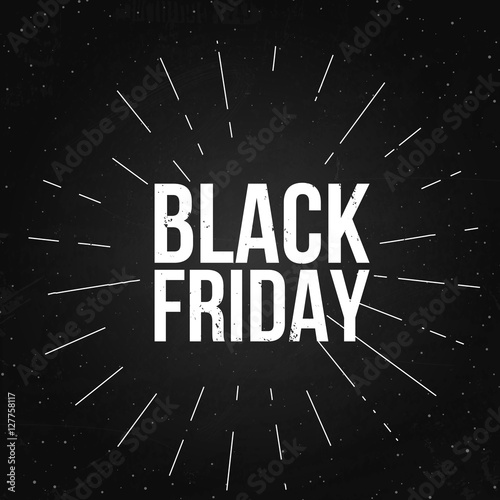 Black Friday Designs on the chalkboard. Retro Style rays.