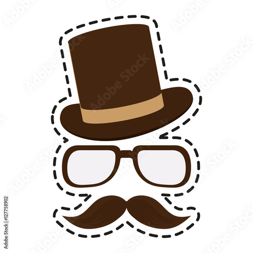 Hat glasses and mustache icon. Hipster style vintage retro fashion and culture theme. Isolated design. Vector illustration