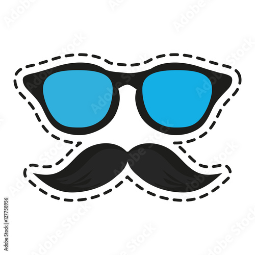 Glasses and mustache icon. Hipster style vintage retro fashion and culture theme. Isolated design. Vector illustration