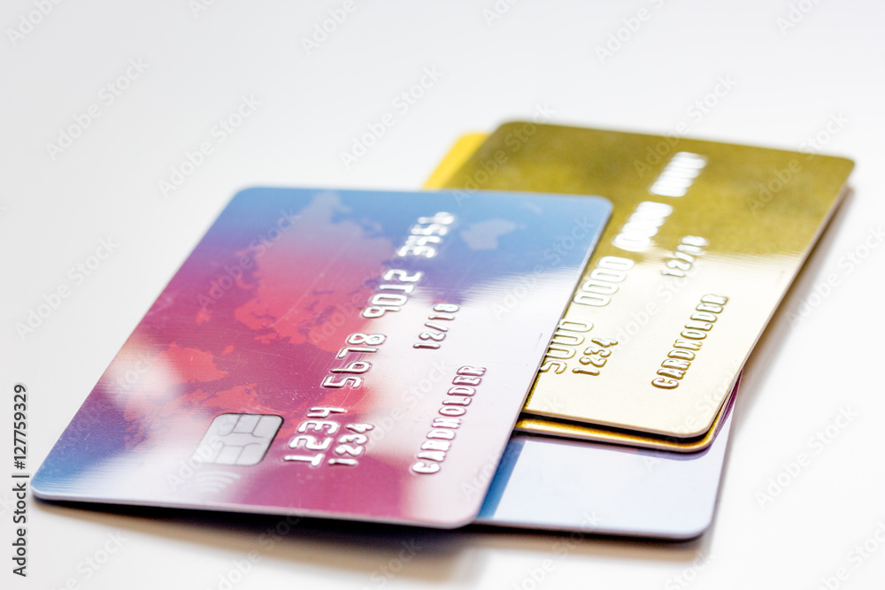 bunch of credit cards on white background online shopping bunch of credit cards on white background online shopping