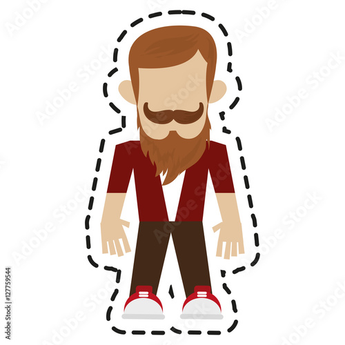 Man icon. Hipster style vintage retro fashion and culture theme. Isolated design. Vector illustration