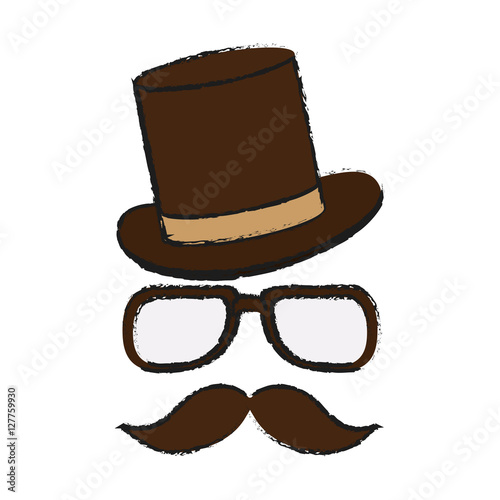 Hat glasses and mustache icon. Hipster style vintage retro fashion and culture theme. Isolated design. Vector illustration