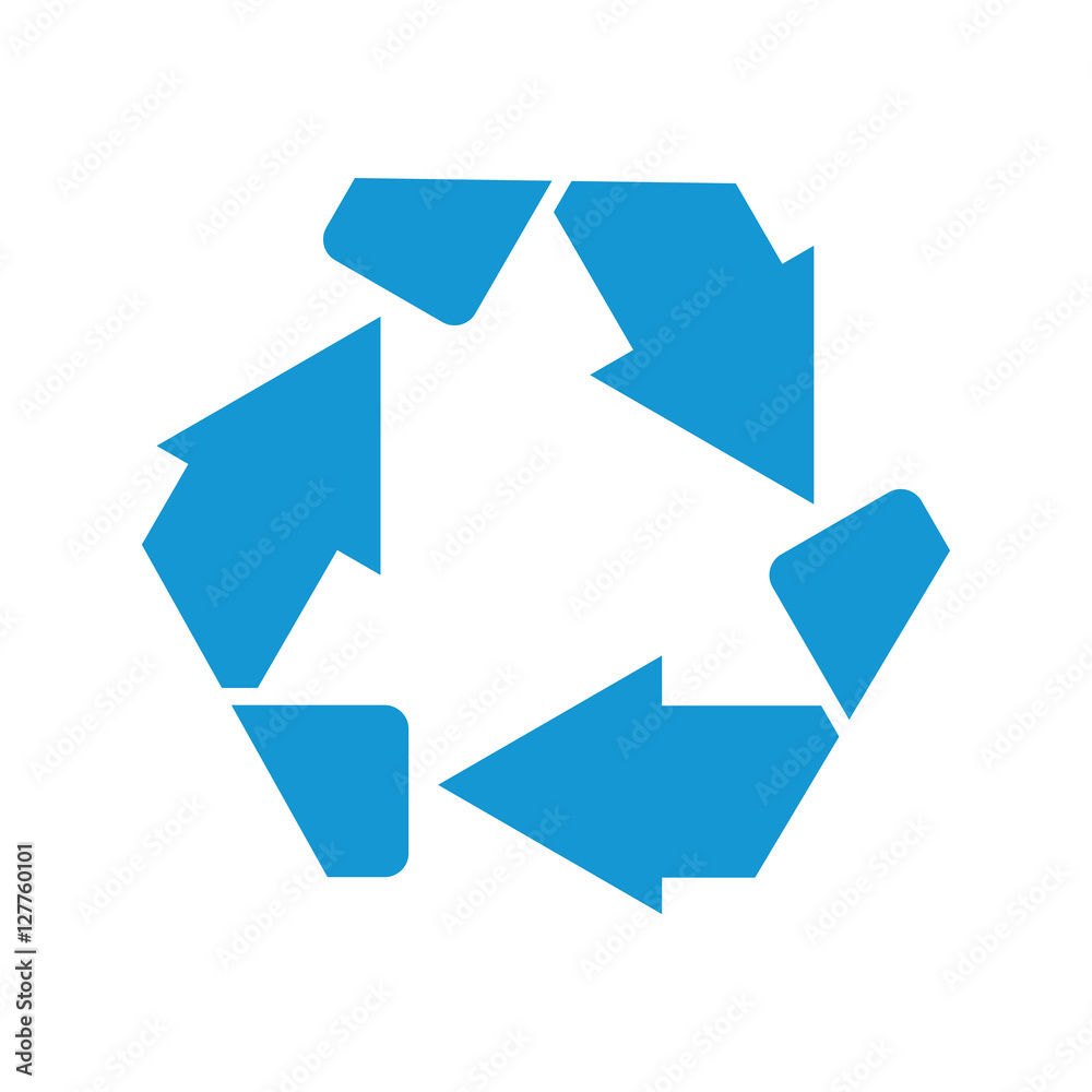 Recycle symbol or sign of conservation blue icon isolated on white background. Vector symbol on the packaging. Recycle symbol or sign of conservation blue icon isolated on white background. Vector symbol on the packaging.
