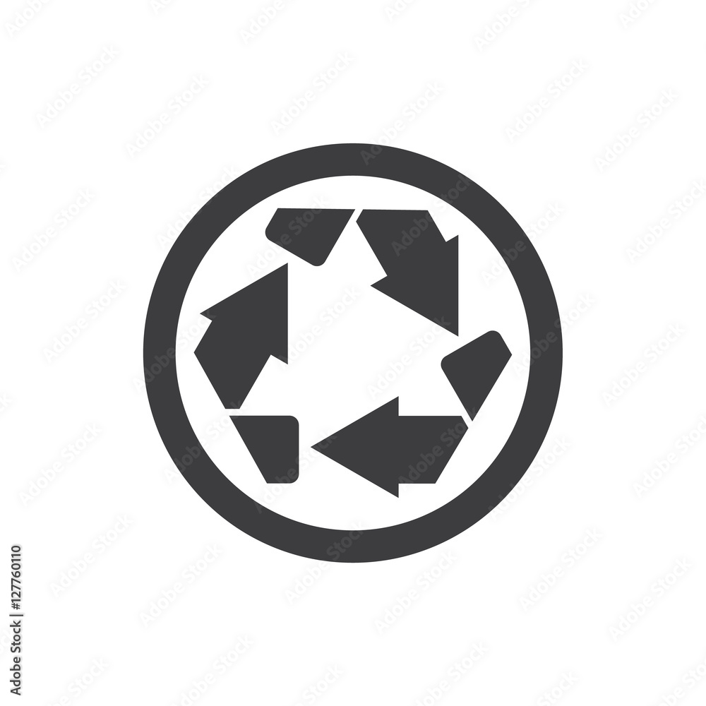 Recycle symbol or sign of conservation black icon isolated on white background. Vector symbol on the packaging. Recycle symbol or sign of conservation black icon isolated on white background. Vector symbol on the packaging.