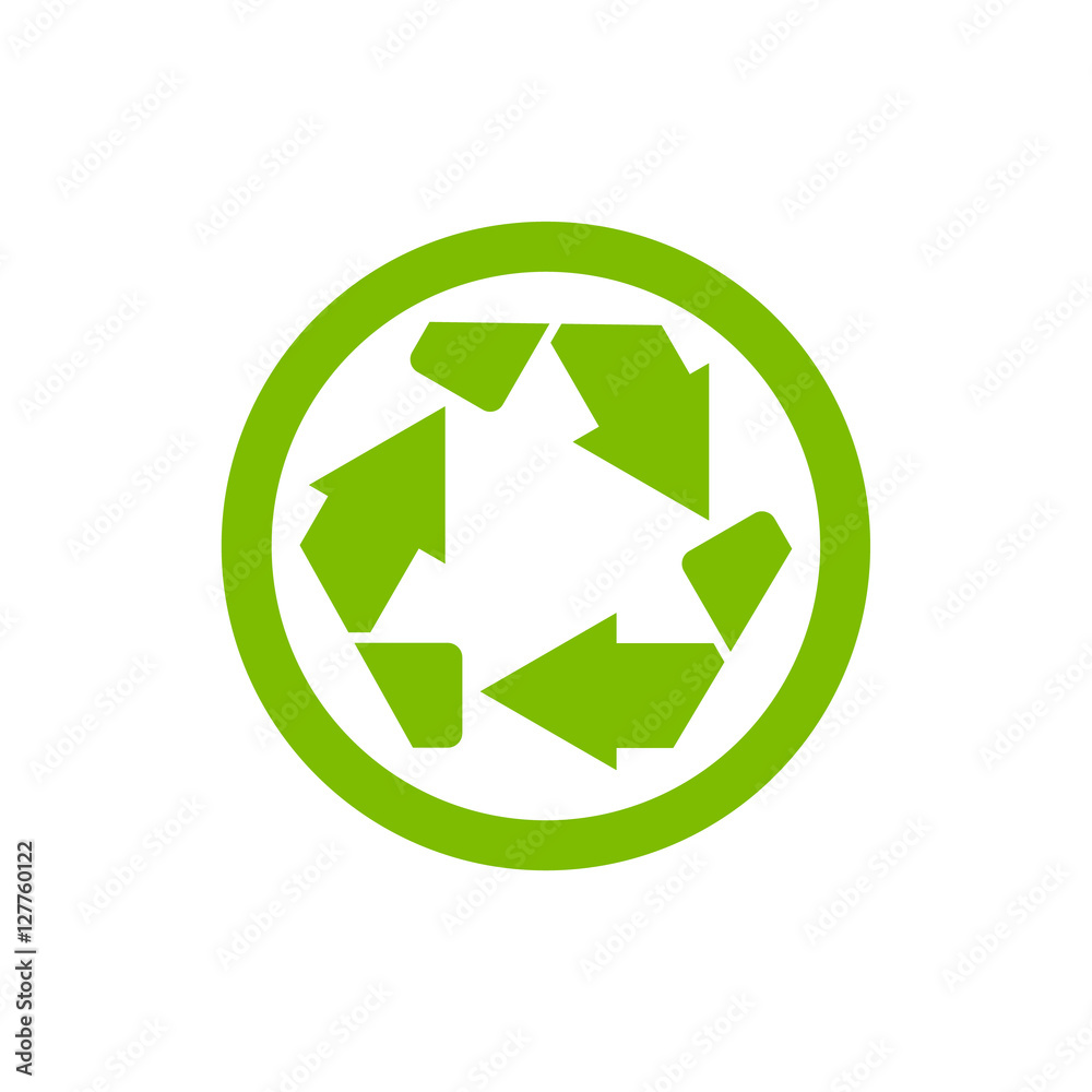 Recycle symbol or sign of conservation green icon isolated on white background. Vector symbol on the packaging. Recycle symbol or sign of conservation green icon isolated on white background. Vector symbol on the packaging.