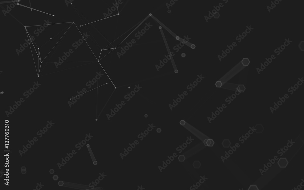 Abstract polygonal space low poly dark background, 3d rendering