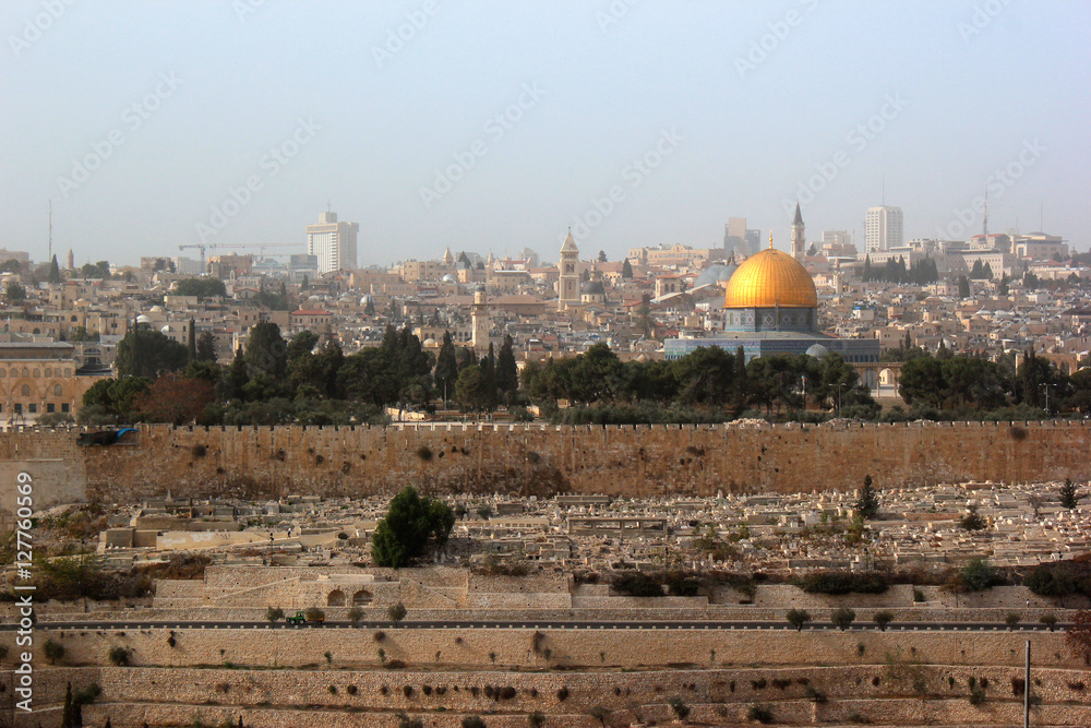 Old city of Jerusalem, Israel. View from the Mount of Olives.