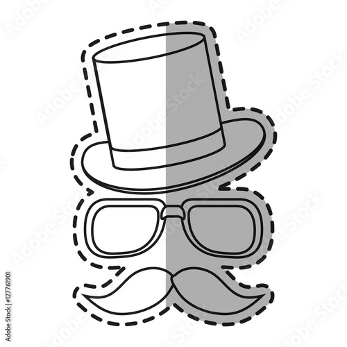 Hat glasses and mustache icon. Hipster style vintage retro fashion and culture theme. Isolated design. Vector illustration