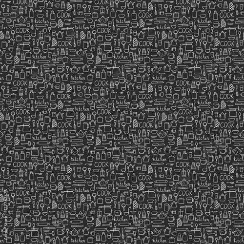 Doodles seamless pattern vector set.