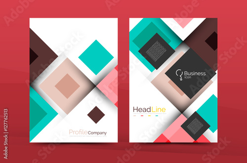 Set of front and back a4 size pages, business annual report design templates