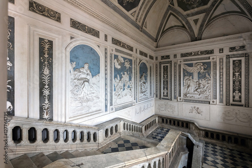 Interior of the Benedictine Monastery of San Nicolo l'Arena in Catania, Sicily, Italy, a jewel of the late Sicilian Baroque style.