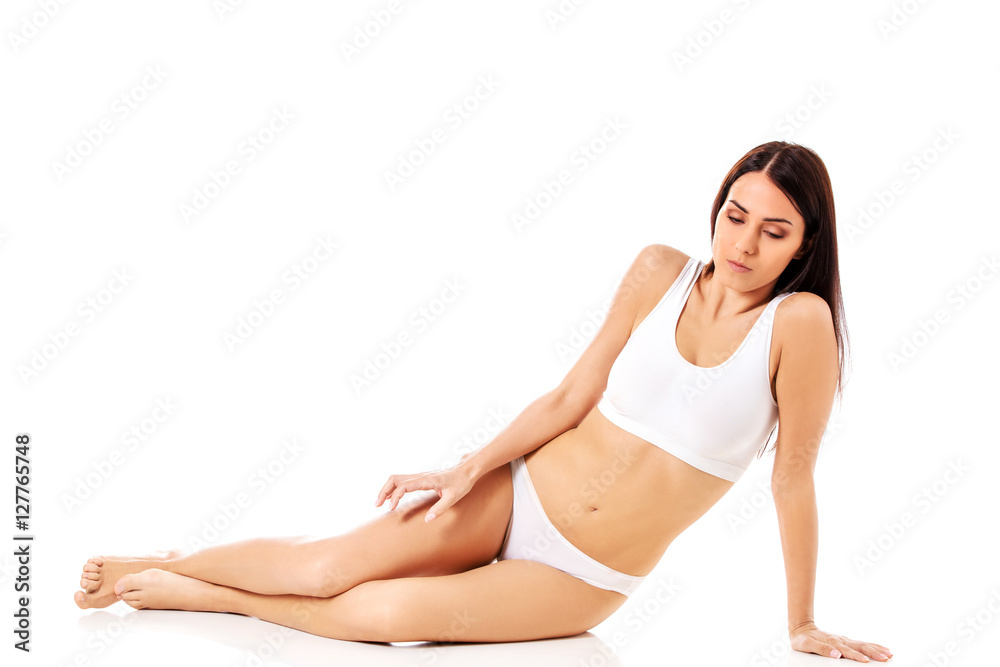 Young, sporty, fit and beautiful girl in sporty underwear. Young, sporty, fit and beautiful girl in sporty underwear.