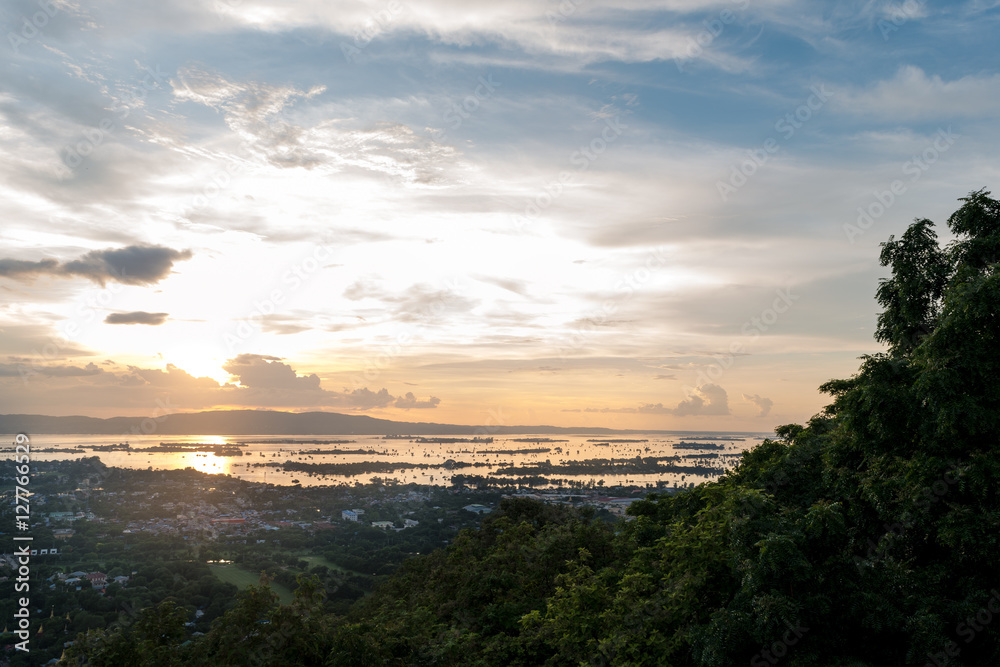 Sunset at Mandalay Hill in Myanmar