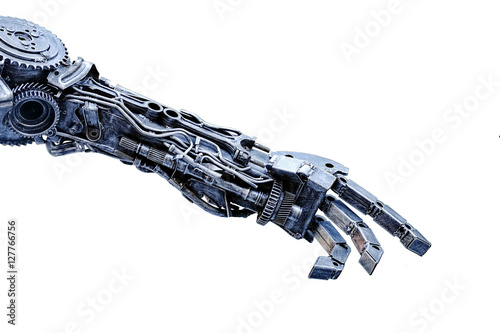 Fototapeta Left arm of a robot made from car parts and spares