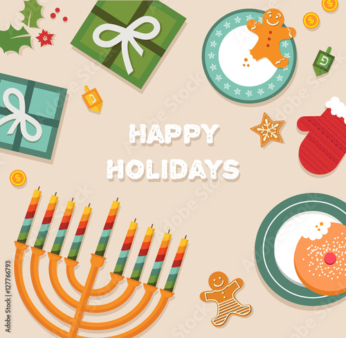merry christmas and happy hanukkah celebration