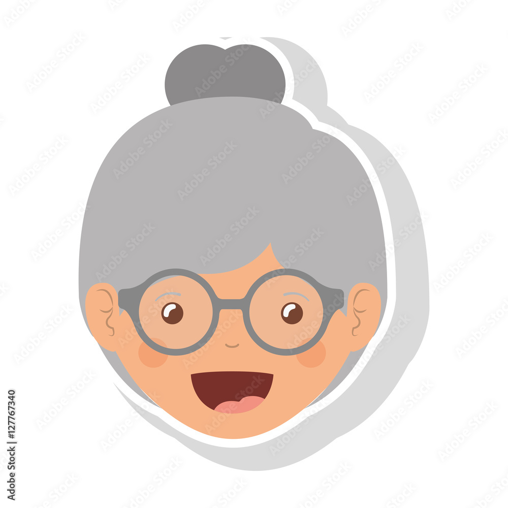 front face elderly woman with glasses and collected hair vector illustration front face elderly woman with glasses and collected hair vector illustration