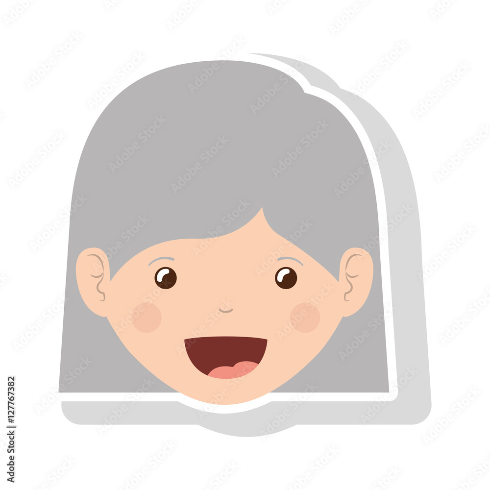 front face elderly woman with straight short hair vector illustration front face elderly woman with straight short hair vector illustration