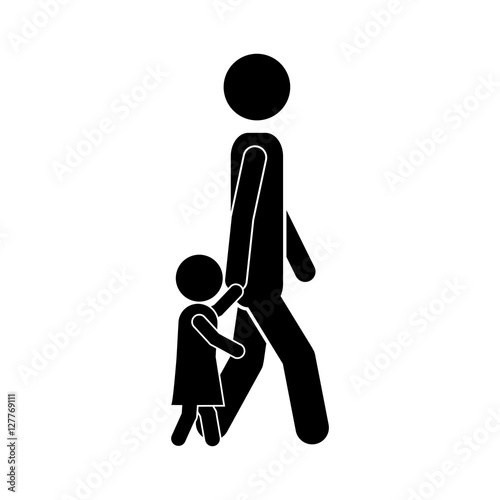 man walking with boy icon vector illustration