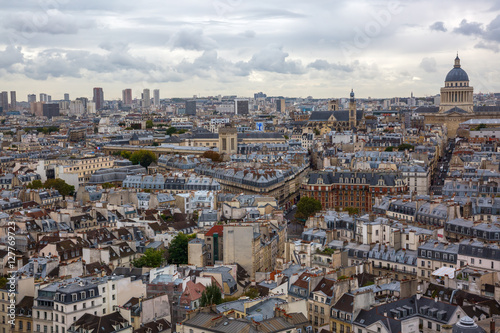 aerial view over the city of Paris