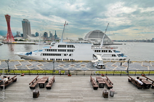 Wide angle view of Kobe Harborland,Hyogo,Japan