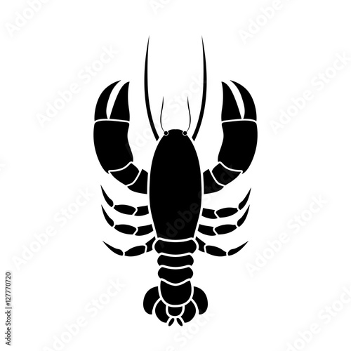 silhouette monochrome with lobster above vector illustration