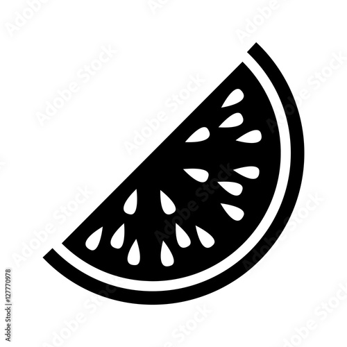silhouette monochrome with slice watermelon vector illustration
