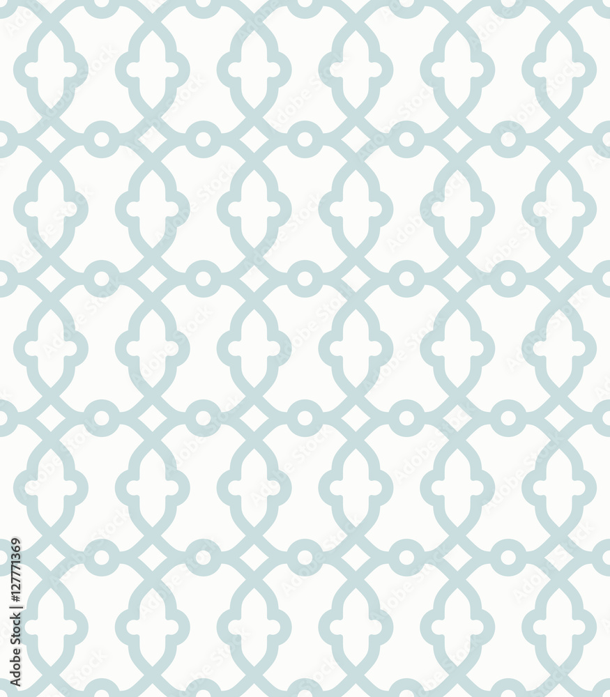 Seamless vector light blue and white ornament in arabian style. Pattern for wallpapers and backgrounds