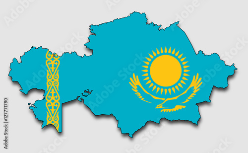 Map of Kazakhstan, Filled with the National Flag 