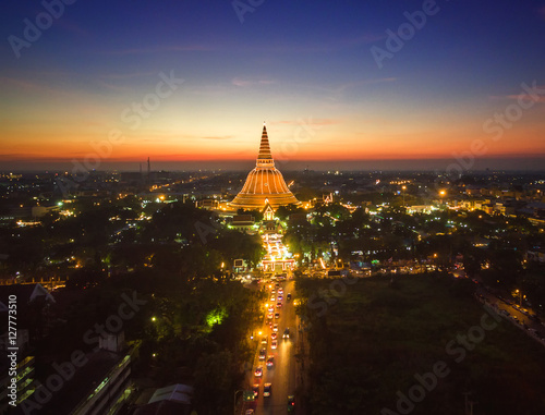Golden pagoda Phra Pathom Chedi sunset of Nakhon Pathom province, Asia, Thailand © Sasint