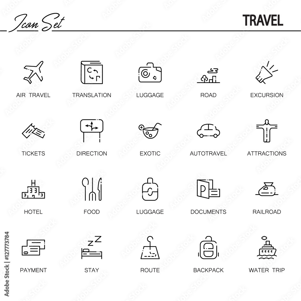 Travel icon or logo set for web design
