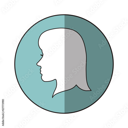 Woman head profile inside circle icon. Female avatar person and people theme. Isolated design. Vector illustration