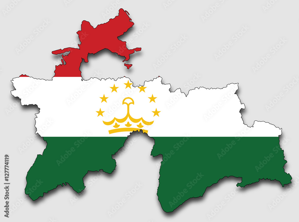 Map of Tajikistan, Filled with the National Flag Map of Tajikistan, Filled with the National Flag