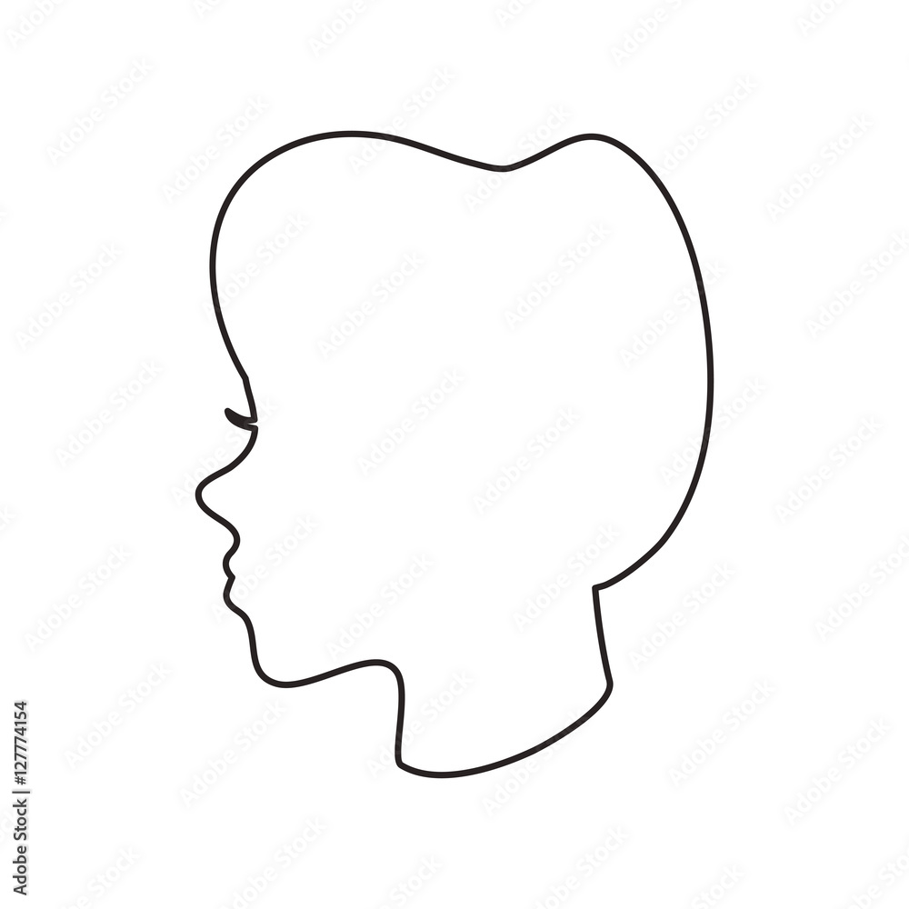 Woman head profile icon. Female avatar person and people theme. Isolated design. Vector illustration