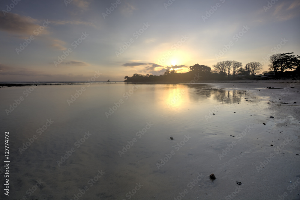 scenic view of beach during sunset
