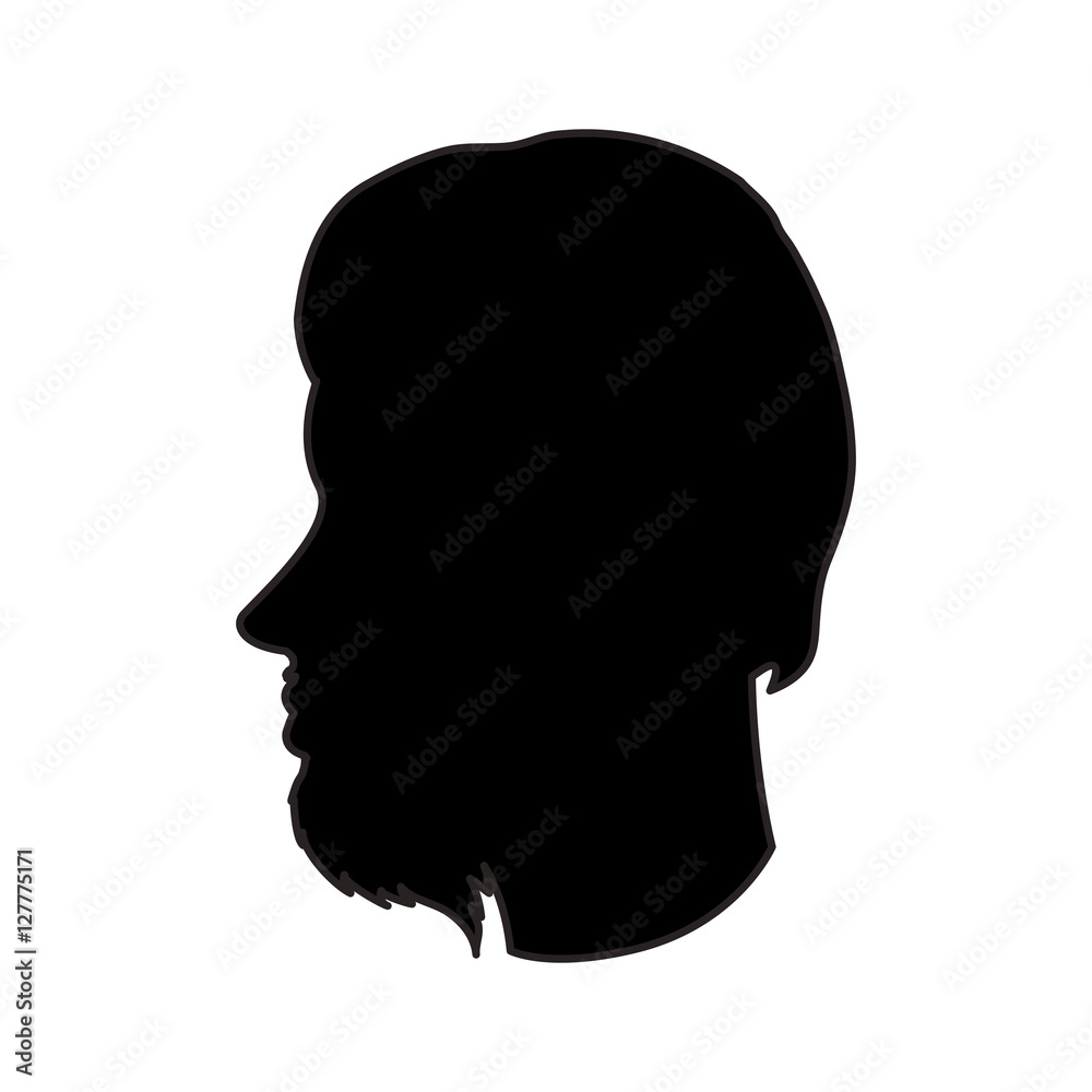 Man head profile silhouette icon. Male avatar person and people theme. Isolated design. Vector illustration