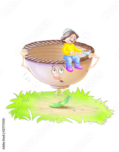 Boy sits on flagon