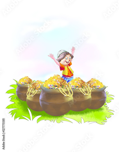 Boy with treasure pot