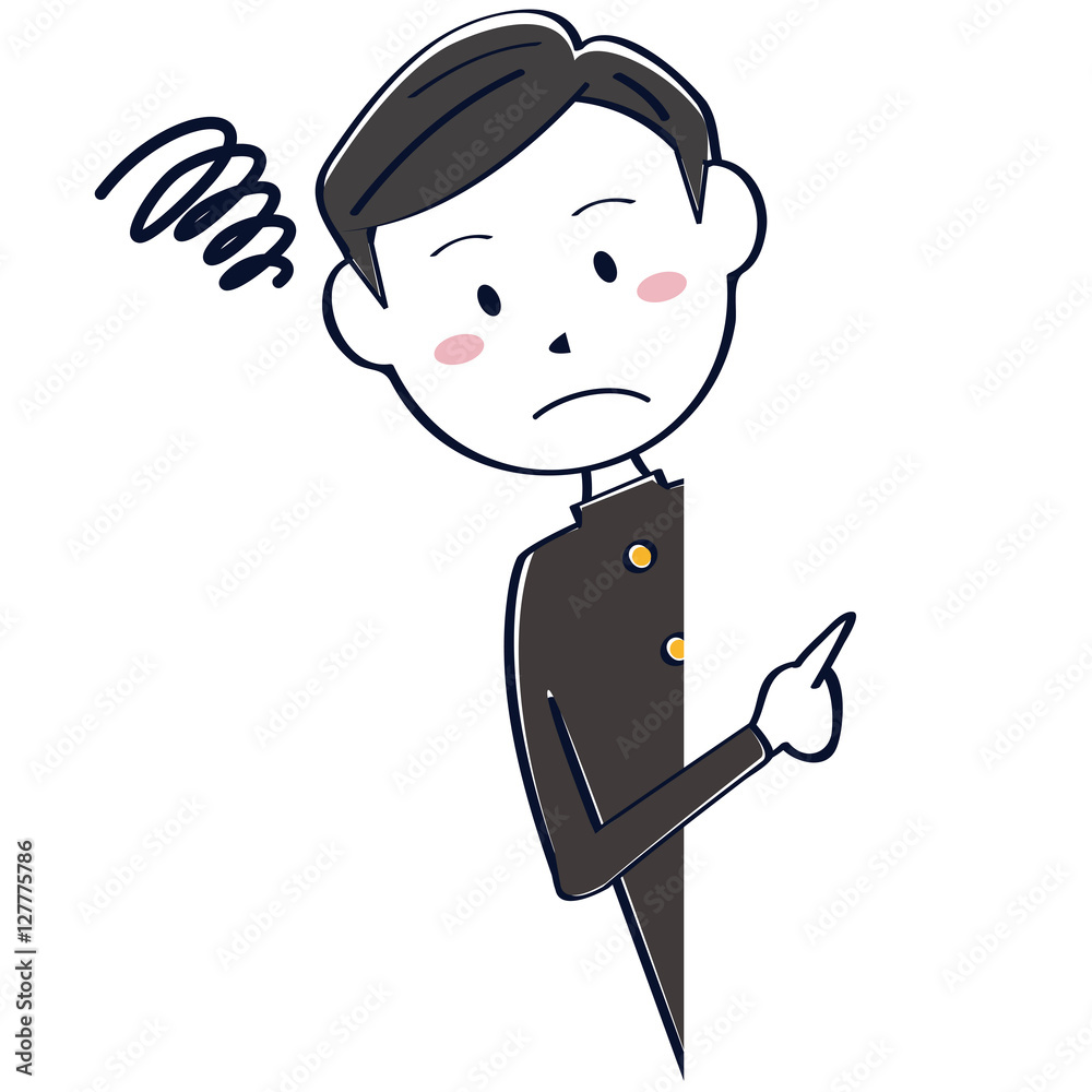学ランの学生 黒髪 男子 上半身 覗き込んで悩む Stock Vector Adobe Stock