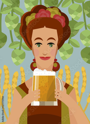 hop and rye and girl drinking fresh beer