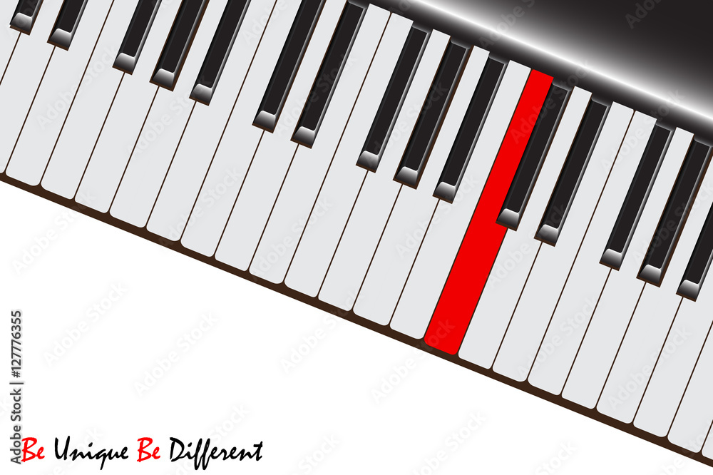 Fototapeta premium Red piano key. Unique or Different concept, Vector illustration.