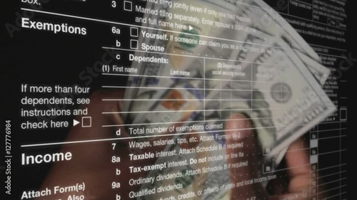 IRS Form (1040SE) with Counting Money Background
