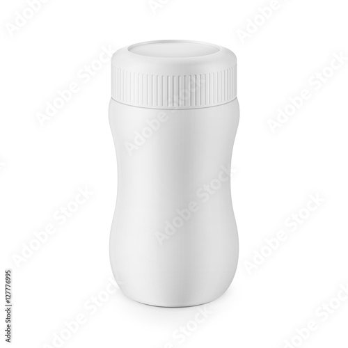 Round white matte plastic jar template