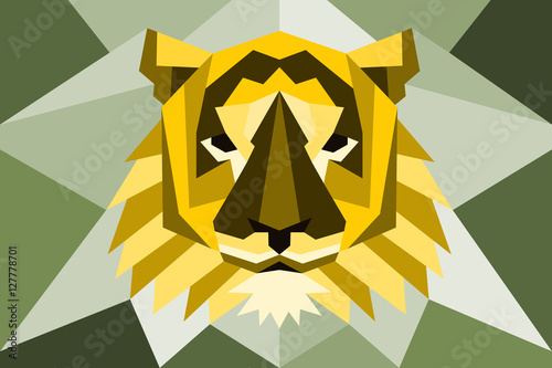 Fototapeta Naklejka Na Ścianę i Meble -  Tiger head with poly diagonal design.