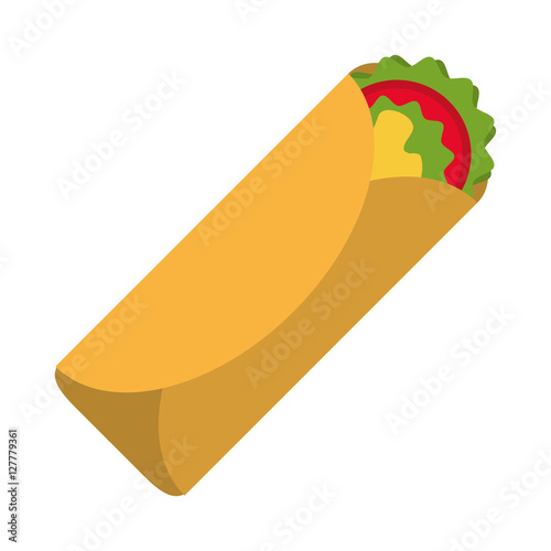 Burrito food icon. Mexican culture tourism landmark and latin theme. Isolated design. Vector illustration