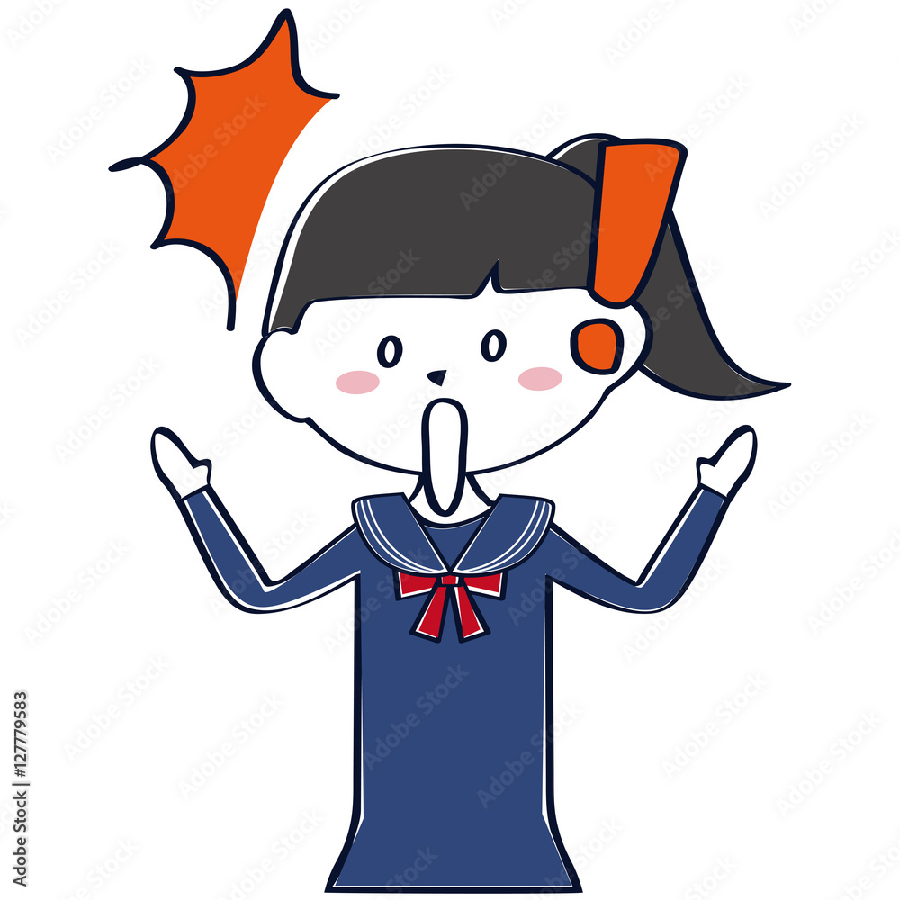 セーラー服の学生 女子 上半身 驚く セーラー服の学生 女子 上半身 驚く
