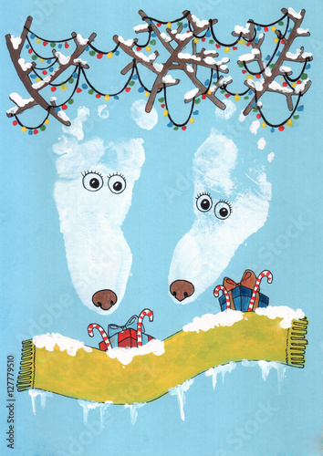 Happy New Year Deers Blue