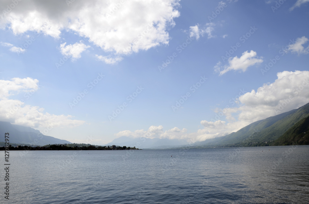 Bourget lake and mountains Bourget lake and mountains