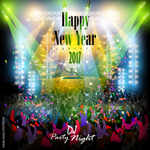 Happy New Year 2017 party celebration poster