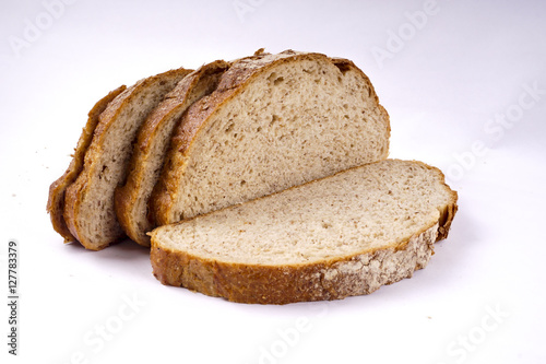 Whole grain bread isolated on white.