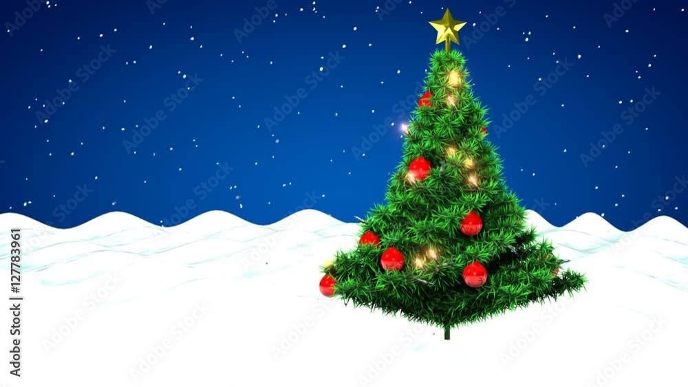 Christmas tree and falling snow Christmas tree and falling snow